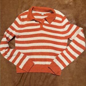 American Eagle Orange and Cream Striped Sweater